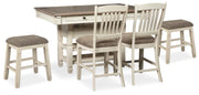 Bolanburg Antique White Counter Height Dining Table and 4 Barstools - D647D37