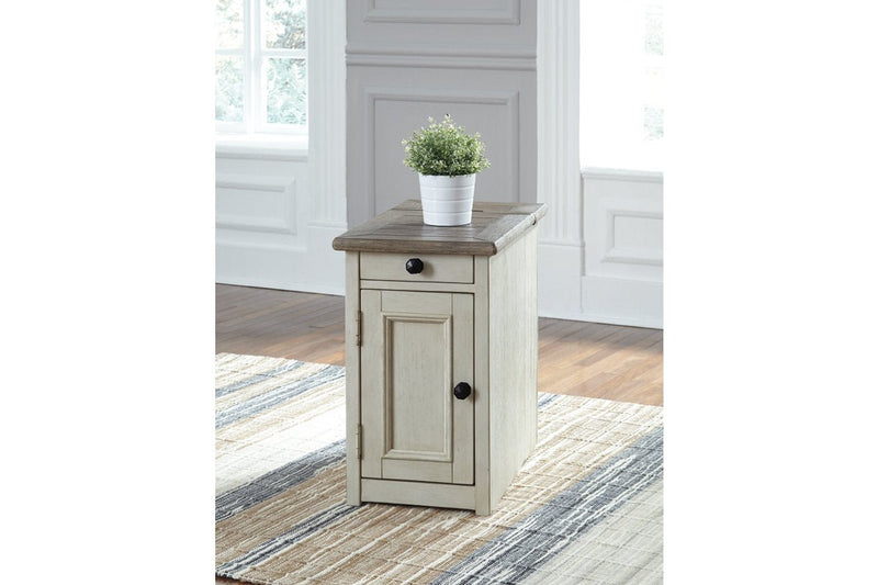 Bolanburg Two - tone Chairside End Table with USB Ports & Outlets - Gate FurnitureEnd Table Chair Side