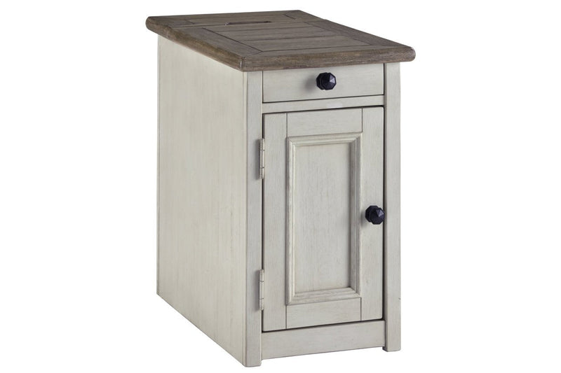 Bolanburg Two - tone Chairside End Table with USB Ports & Outlets - Gate FurnitureEnd Table Chair Side