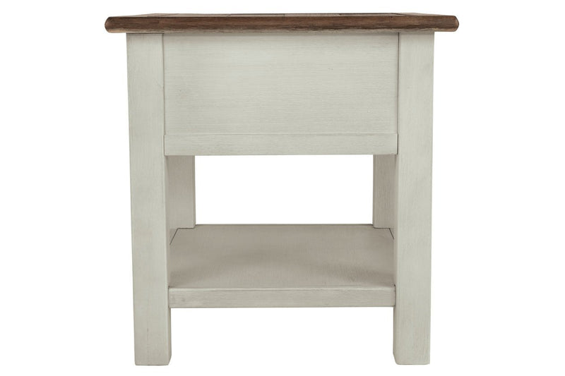 Bolanburg Two - tone Chairside End Table with USB Ports & Outlets - Gate FurnitureEnd Table Chair Side