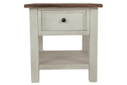 Bolanburg Two - tone Chairside End Table with USB Ports & Outlets - Gate FurnitureEnd Table Chair Side