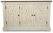 Bolanburg Two-tone Dining Table, 4 Chairs, Bench, Server and Display Cabinet - D647D24