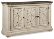 Bolanburg Two-tone Dining Table, 4 Chairs, Bench, Server and Display Cabinet - D647D24