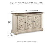 Bolanburg Two-tone Dining Table, 4 Chairs, Bench, Server and Display Cabinet - D647D24