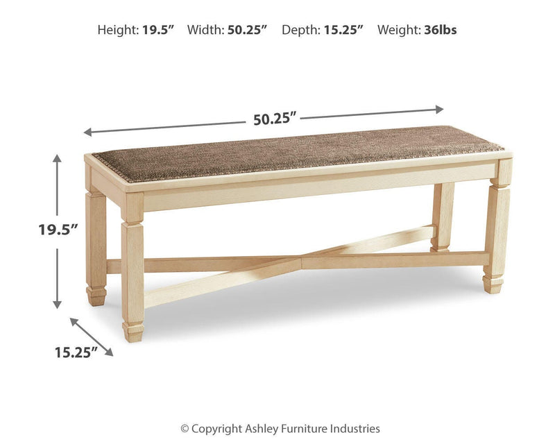 Bolanburg Two-tone Dining Table, 6 Chairs, and Bench - D647D26