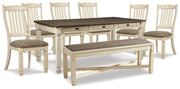 Bolanburg Two-tone Dining Table, 6 Chairs, and Bench - D647D26
