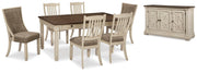 Bolanburg Two-tone Dining Table and 6 Chairs with Server - D647D22
