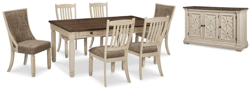 Bolanburg Two-tone Dining Table and 6 Chairs with Server - D647D22