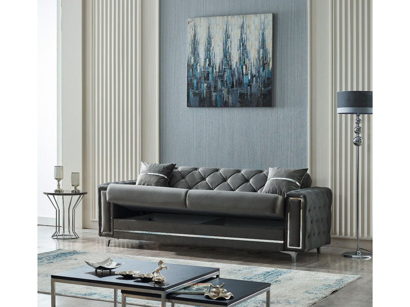 Bolivya 3-pieces (Sofa & Loveseat & Chair) Livingroom Set Grey in Grey - 101-BOL-AN152-321