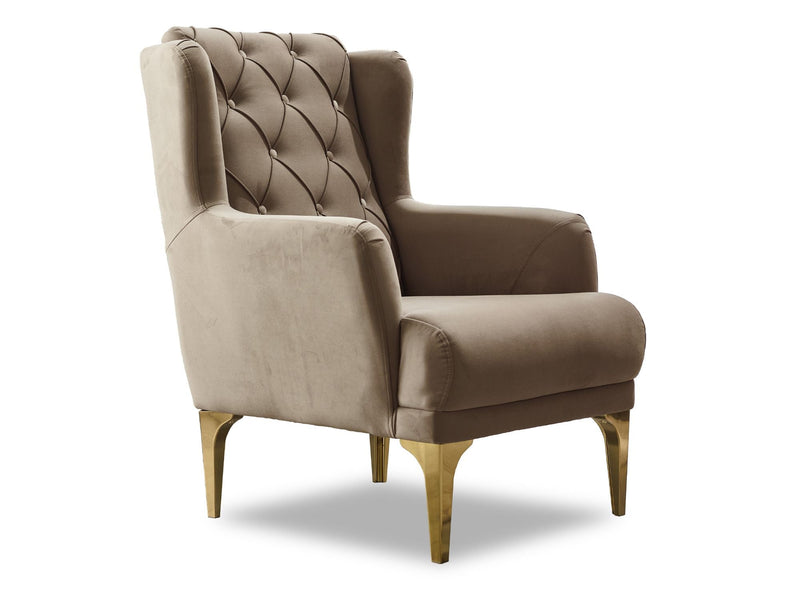 Bolivya Chair Beige With Gold Legs in Beige - 101-BOL-AN153-B