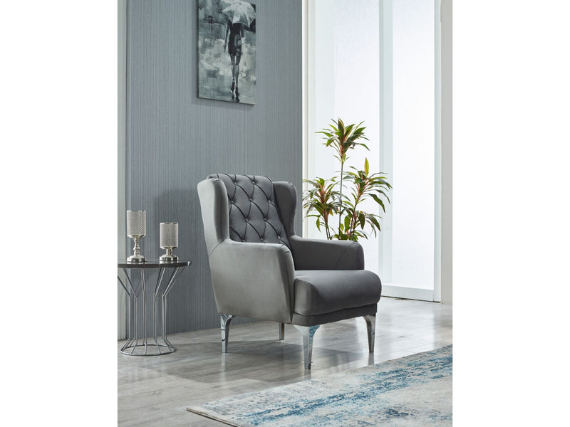 Bolivya Chair Grey With Silver Leg in Grey - 101-BOL-AN152-B