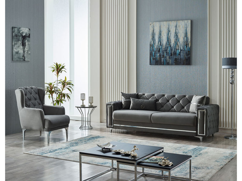 Bolivya Chair Grey With Silver Leg in Grey - 101-BOL-AN152-B