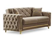Bolivya Convertible Loveseat Beige With Gold Legs in Beige - 101-BOL-AN153-2
