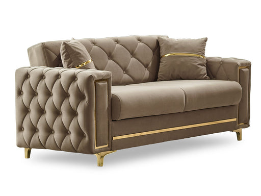 Bolivya Convertible Loveseat Beige With Gold Legs in Beige - 101-BOL-AN153-2