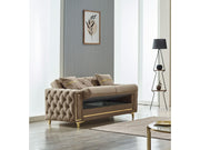 Bolivya Convertible Loveseat Beige With Gold Legs in Beige - 101-BOL-AN153-2