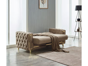 Bolivya Convertible Loveseat Beige With Gold Legs in Beige - 101-BOL-AN153-2