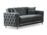 Bolivya Convertible Loveseat Grey With Silver Legs in Grey - 101-BOL-AN152-2