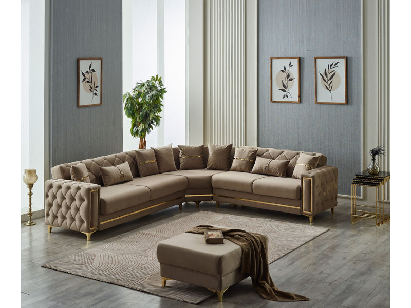 Bolivya Convertible Sectional Sofa Beige in Beige - 105-BOL-ANK153-5