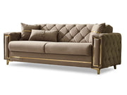 Bolivya Convertible Sofa Beige With Gold Legs in Beige - 101-BOL-AN153-3