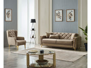 Bolivya Convertible Sofa Beige With Gold Legs in Beige - 101-BOL-AN153-3