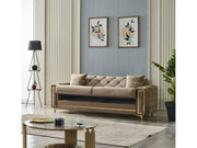 Bolivya Convertible Sofa Beige With Gold Legs in Beige - 101-BOL-AN153-3