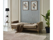 Bolivya Convertible Sofa Beige With Gold Legs in Beige - 101-BOL-AN153-3