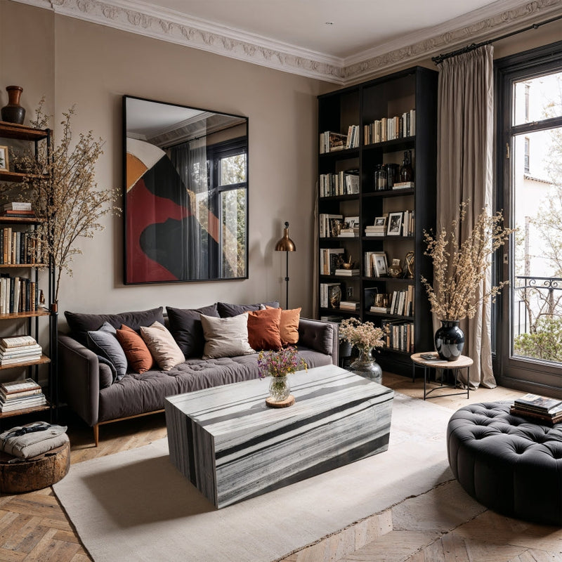 Bolzano Marble Coffee Table in Panda - 251Panda-CT