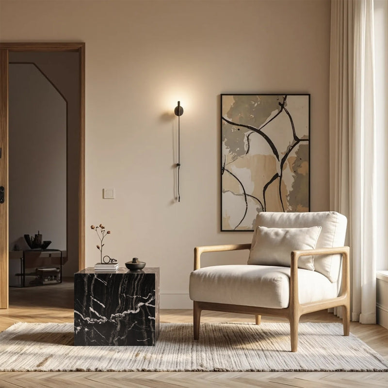Bolzano Marble End Table in Black - 251Black-ET