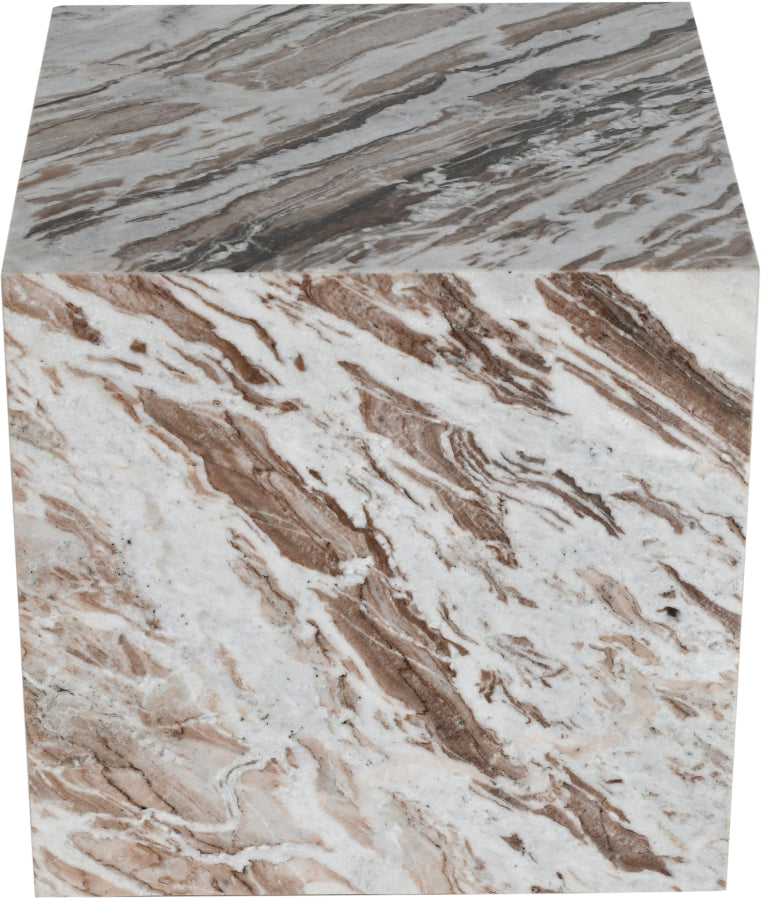 Bolzano Marble End Table in Brown - 251Brown-ET