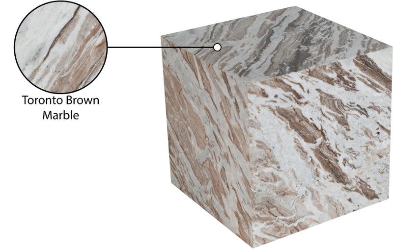 Bolzano Marble End Table in Brown - 251Brown-ET