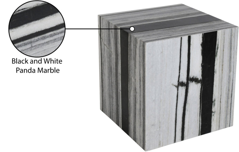 Bolzano Marble End Table in Panda - 251Panda-ET
