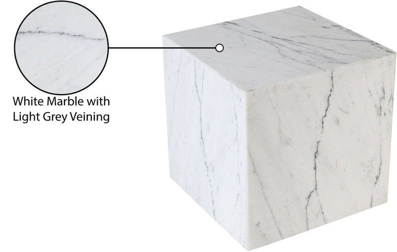 Bolzano Marble End Table in White - 251White-ET
