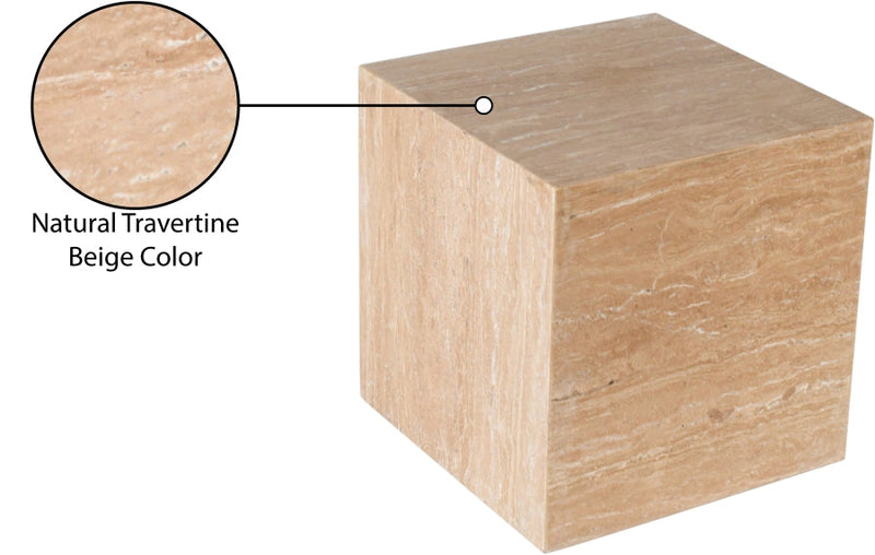 Bolzano Travertine End Table in Natural - 251Travertine-ET