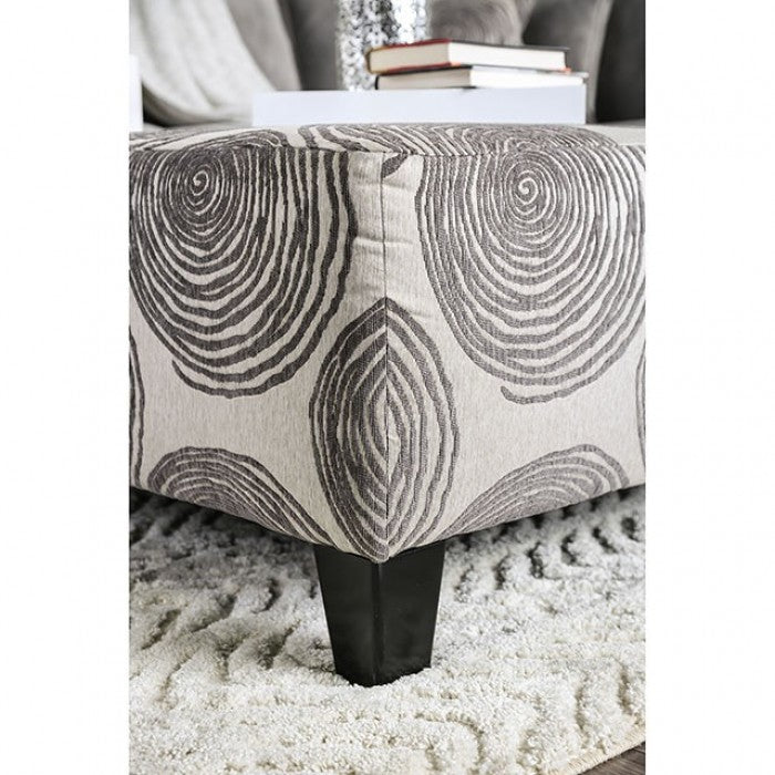 Bonaventura Gray/Pattern Ottoman - SM5142GY-OT