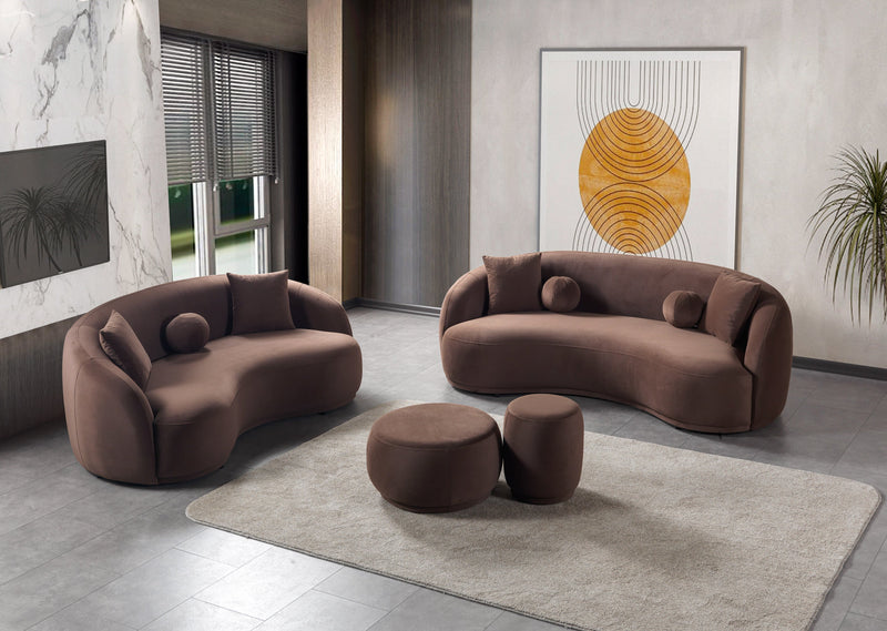 Bonita Coffee Velvet Sofa 91" & Loveseat 81" - BONITACOFFEEVL-SL