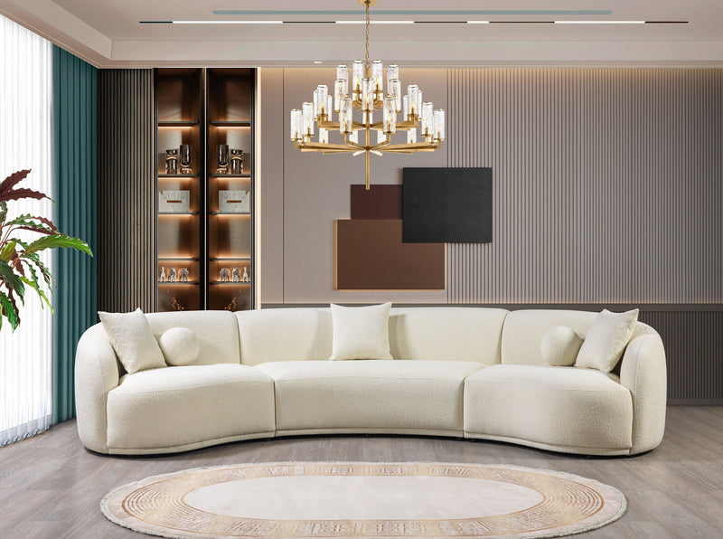 Bonita Ivory Boucle 3 - Piece Curved Sectional - Gate FurnitureSectional
