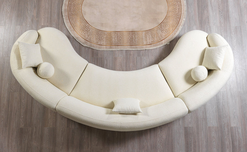 Bonita Ivory Boucle 3 - Piece Curved Sectional - Gate FurnitureSectional