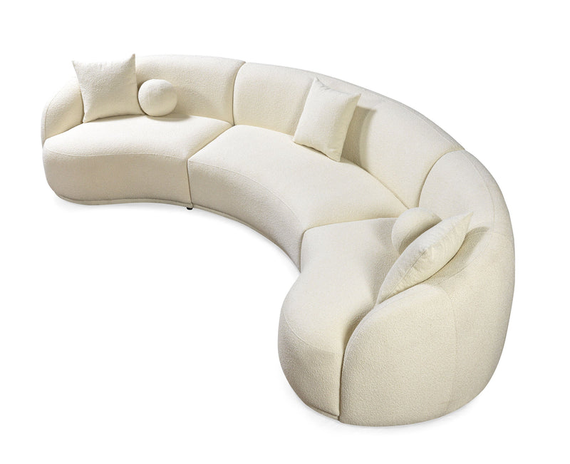 Bonita Ivory Boucle 3 - Piece Curved Sectional - Gate FurnitureSectional