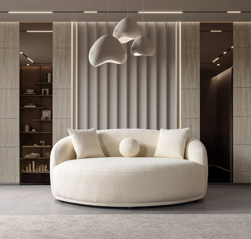 Bonita Ivory Boucle Round Sofa  71" - BONITAIVORY-RS