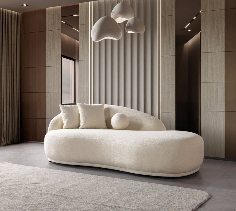 Bonita Ivory Boucle Sofa Chaise 87" - BONITAIVORY-SC