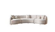Bonita Ivory Velvet 3-Piece Curved 138" Sectional - BONITAIVORYVL-SEC3