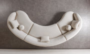 Bonita Ivory Velvet 3-Piece Curved 138" Sectional - BONITAIVORYVL-SEC3