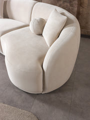 Bonita Ivory Velvet 3-Piece Curved 138" Sectional - BONITAIVORYVL-SEC3
