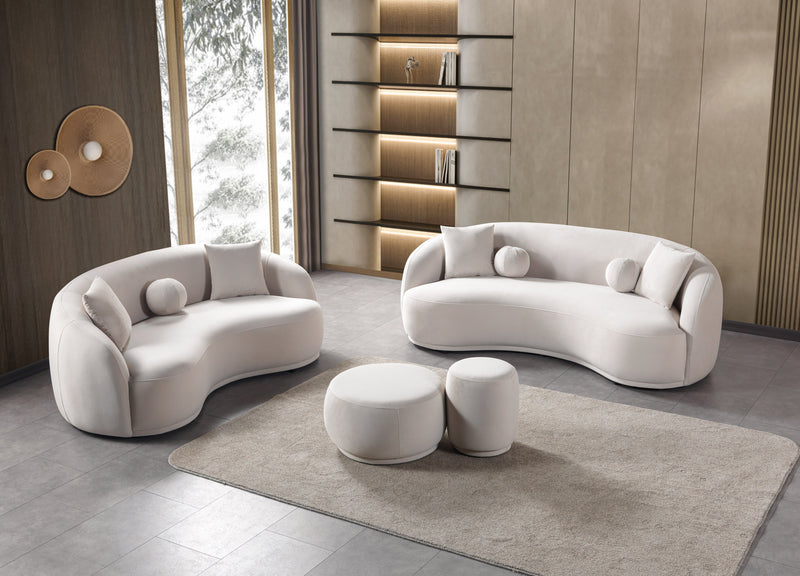 Bonita Ivory Velvet Sofa 91" & Loveseat 81" - BONITAIVORYVL-SL