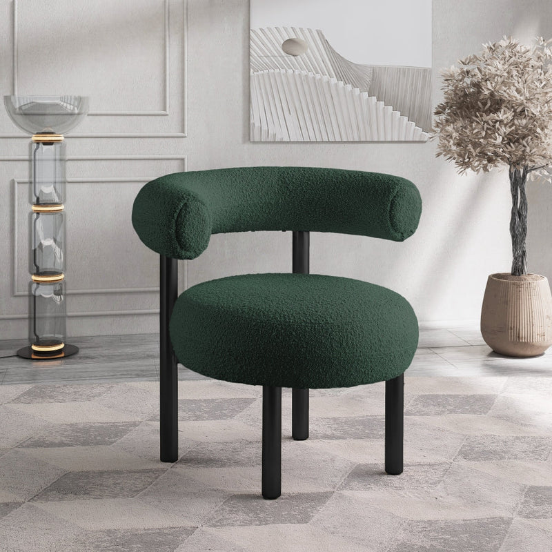 Bordeaux Boucle Fabric Upholstered Accent Chair in Green - 495Green