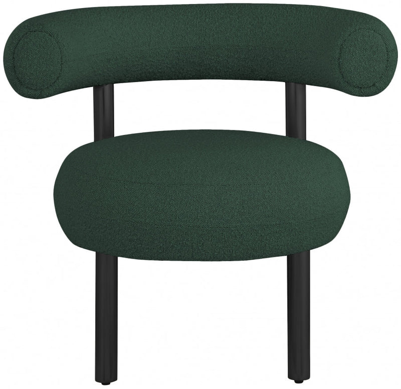Bordeaux Boucle Fabric Upholstered Accent Chair in Green - 495Green
