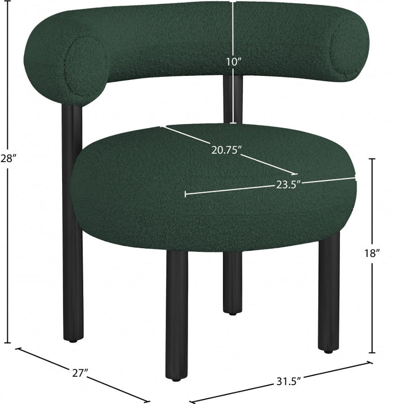Bordeaux Boucle Fabric Upholstered Accent Chair in Green - 495Green