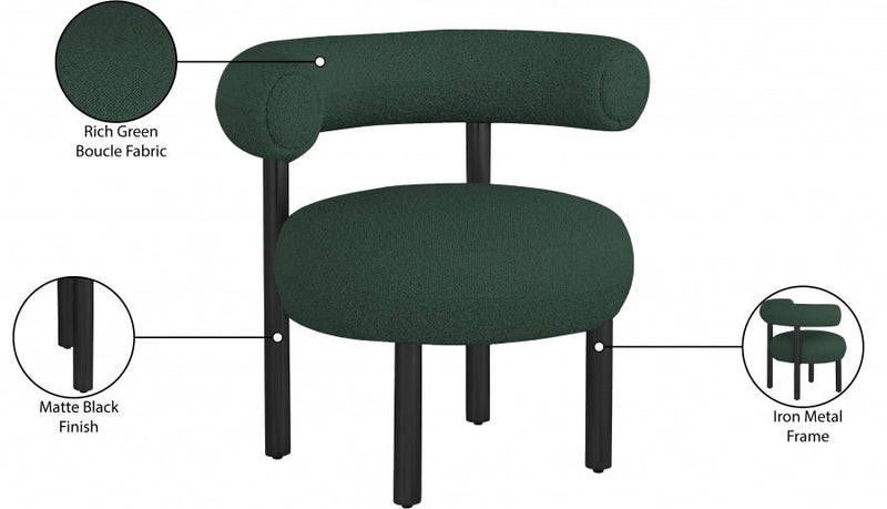 Bordeaux Boucle Fabric Upholstered Accent Chair in Green - 495Green