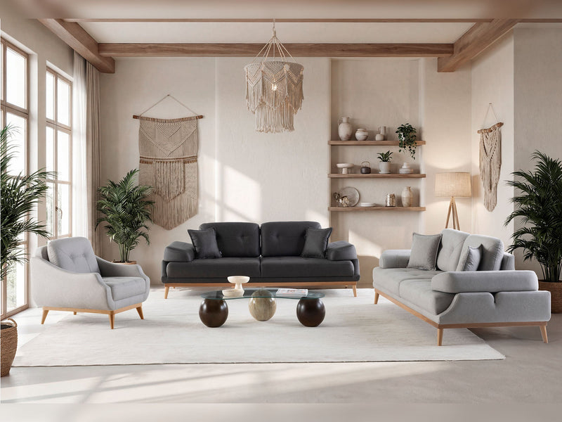 Boss 4-pieces (2 Sofa & 2 Chair) Livingroom in Light Grey - Anthracite - 200-ZEN-BOS-LGRE-ANT-3311