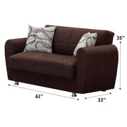 Boston 61 in. Convertible Sleeper Loveseat in Brown with Storage - Gate FurnitureLoveseat